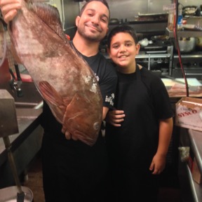 My son Nicholas and me with today's fresh red grouper